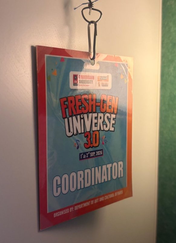 Fresh-Gen Universe 3.0 Coordinator badge, 1–2 September 2026, Chandigarh University